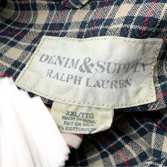 Denim Supply Ralph Lauren Men Size XXL Shirt Button Down Top Blue Checker Plaid - Picture 6 of 6